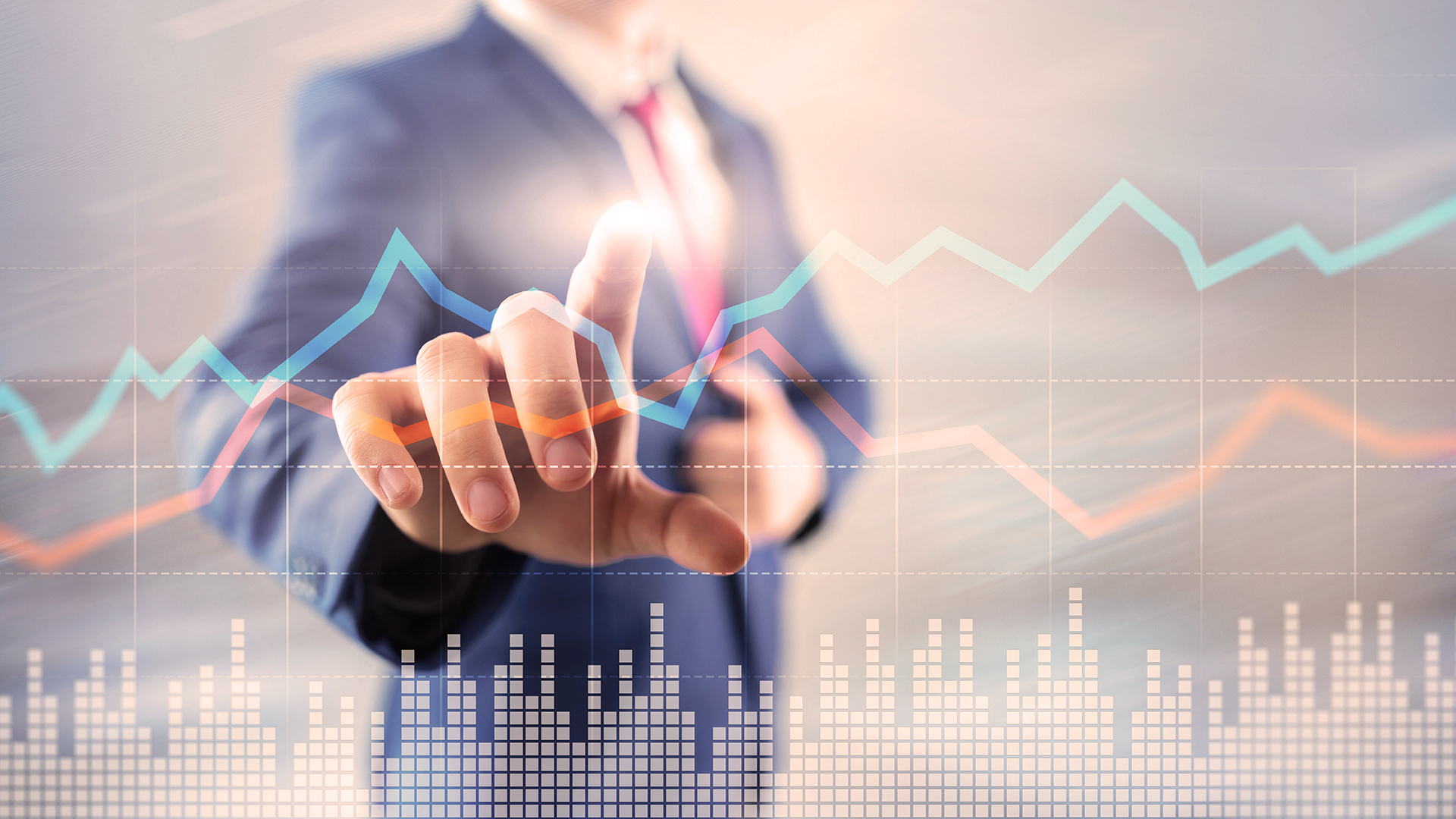 Grafik zum Konzept „Finanzhandel und Investitionen“ mit doppeltem Bildschirm.